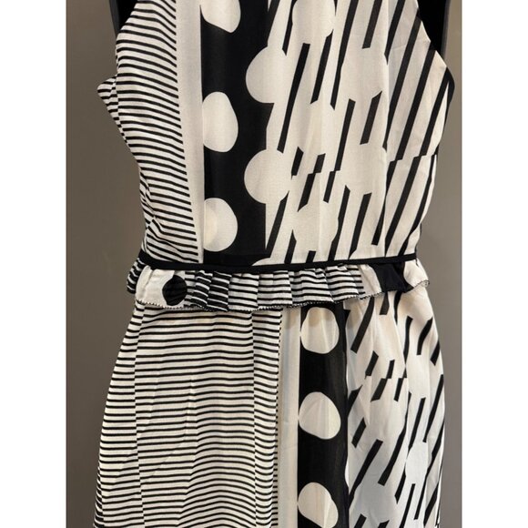 Maeve Black White Maxi Halter Dress 2 Polka Dot Stripe Anthropologie - Picture 4 of 12